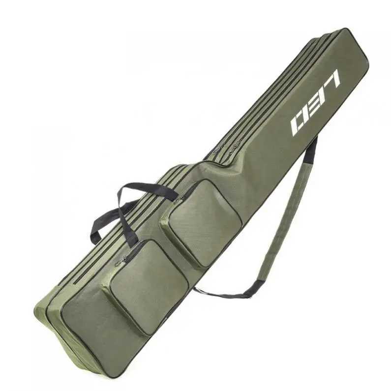 1.3m Double Layer Large Capacity Collapsible Carp Fishing Rod Bags Multi Pocket Sea Fishing Tackle Foldable Package Z250411