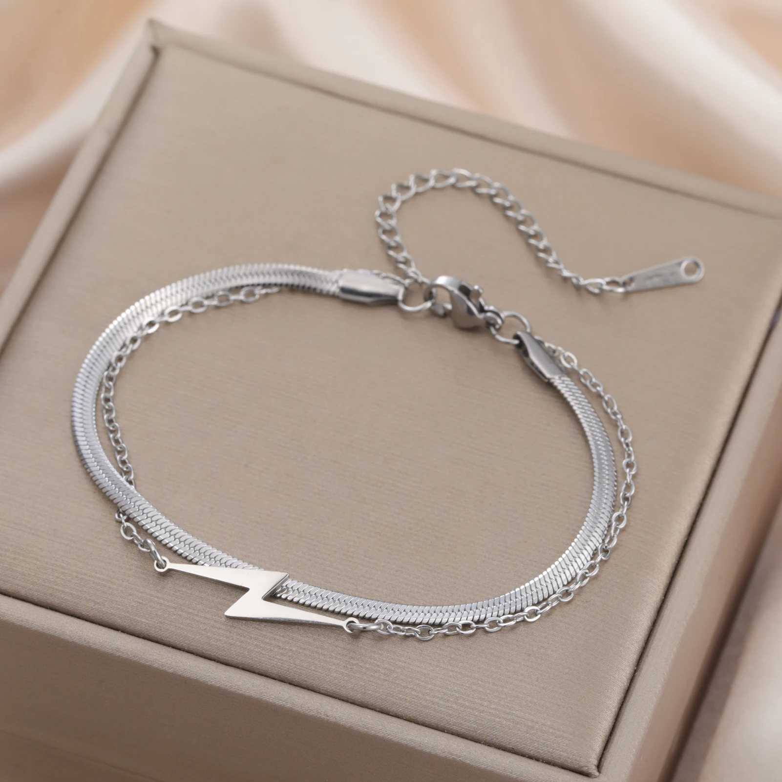 Skyrim Stainless Steel Lightning Charm Bracelet for Women Men Classic Adjustable Link Chain Bracelets Jewelry Gift for LoverC250411