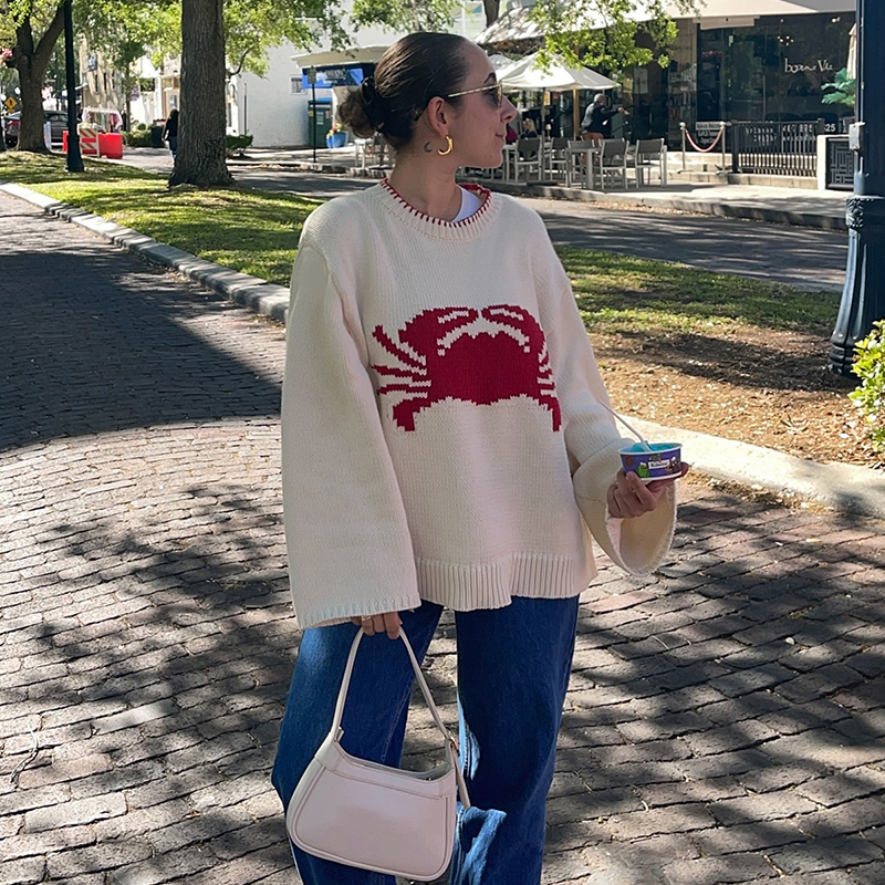 Women's pullover sweater long-sleeved loose-fitting round-neck stylish and versatile cute comfortable best-selling sweater is perfect for festiva