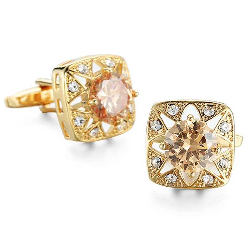 Brand new high-quality craftsmanship premium brand zircon crystal cufflinks wholesale of fashionable mens French shirt cufflinksT250412
