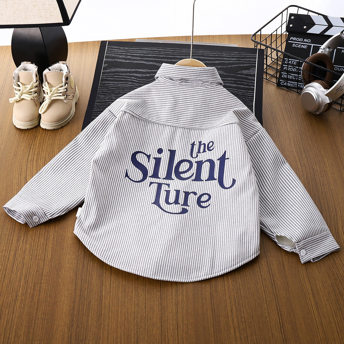 Ddmyshoesvip Boys Cotton Spring Autumn New Style Handsome Striped Korean Version Medium And Large Children S Outer Long Sleeved Shirt
