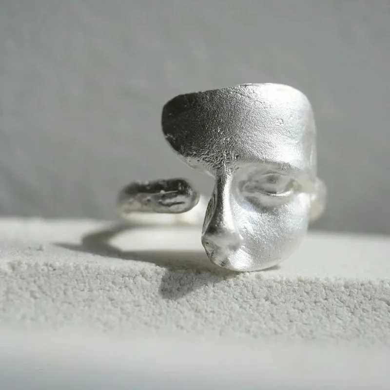 Vintage Creative Venus 3D Mask Ring for Men Art Silver Relief Adjustable Open Mask Ring for Women Gift JewelryXJ250412