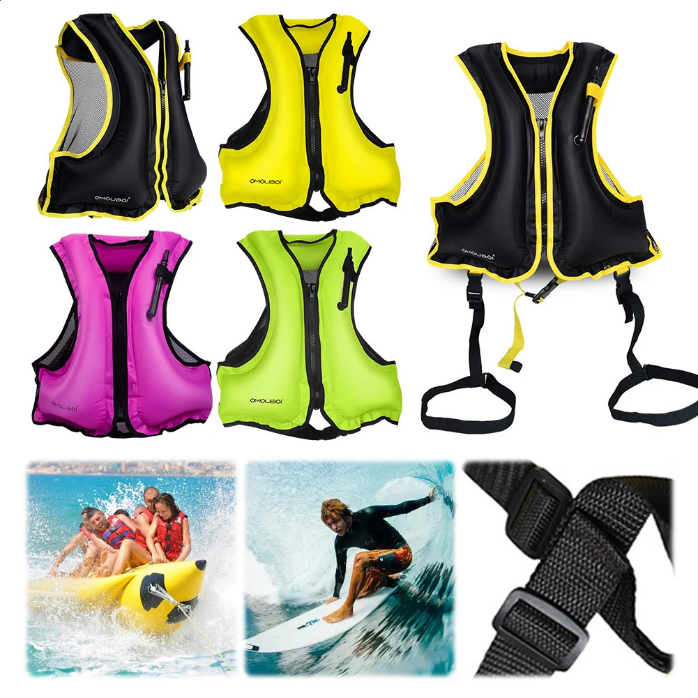Inflatable Snorkeling Vest Breathable Swimming Life Vest Water Sports Safety Vest for Snorkeling Swimming Kayaking Boating 250411