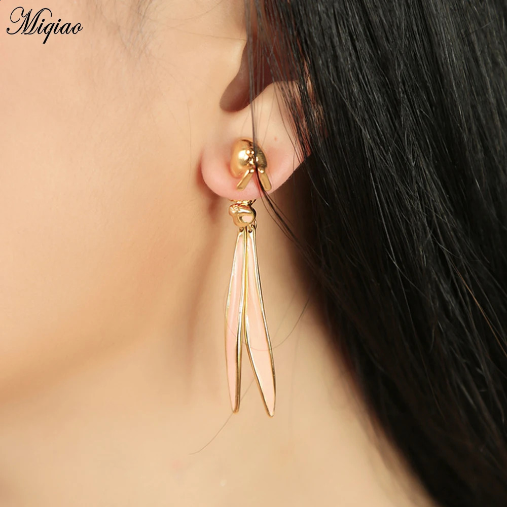 Miqiao 2PCS Fashion Explosion Style Stainless Steel Cute Rabbit Girl Heart shaped Stud Earrings Perforated Jewelry 250409