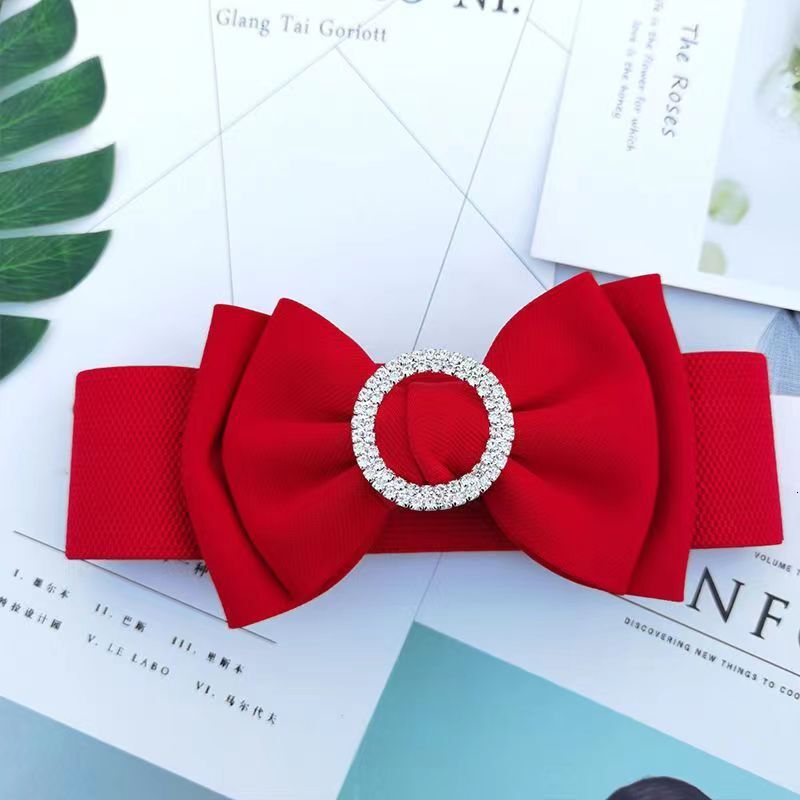 New Fashion Versatile Bow Round Diamond Shirt Work Clothes Cover Elastic Women's Strap Waist Matching Skirt