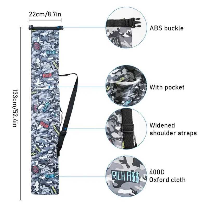 Outdoor Folding Fishing Bag Waterproof Large Capacity Fishing Rod Tackle Storage Bag Oxford Canvas Camouflage Fishing Pole Pouch Z250411