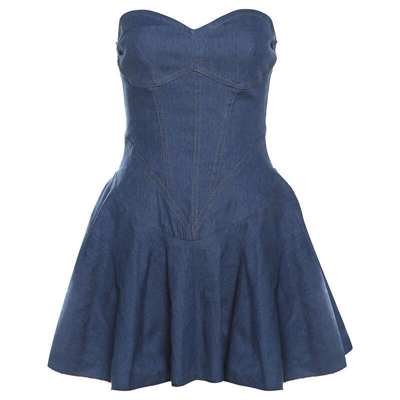 Women's Wear Feng Summer Women's Wear New Product With Hip Wrapping, Sexy Bra, Slimming, And Imitation Denim Dress