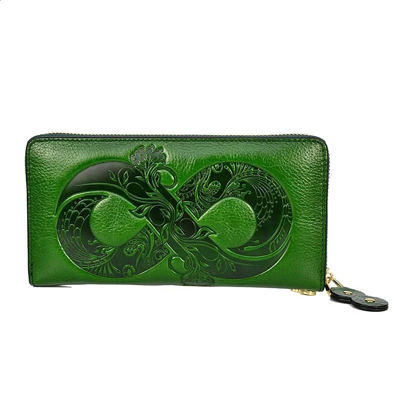 Big leather wallet bag long lucky real cow leather wallet womens one layer cow hidden card clip phone clutch 250411