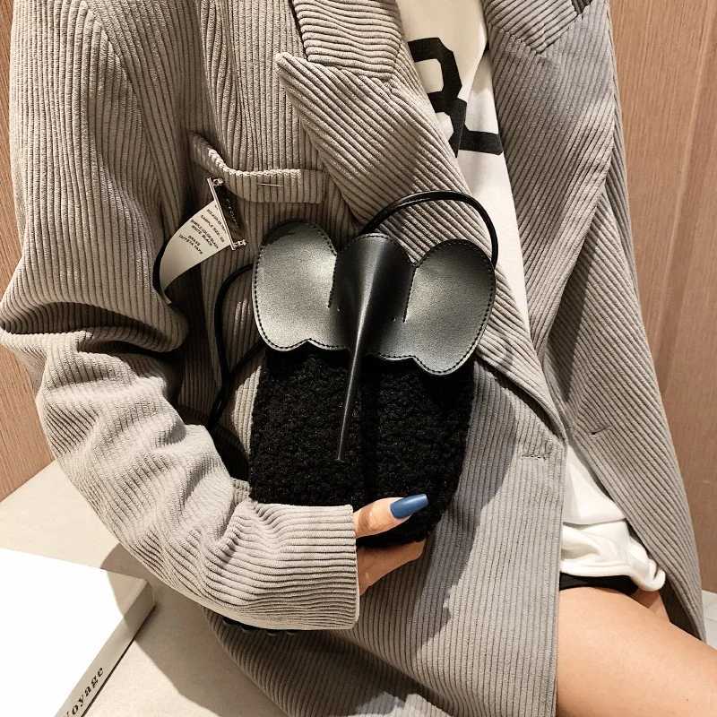 Luxury new womens shoulder bag brand handbag plush fur cross body bag designer elephant mobile shoulder bag womens shopping bagXJ250412
