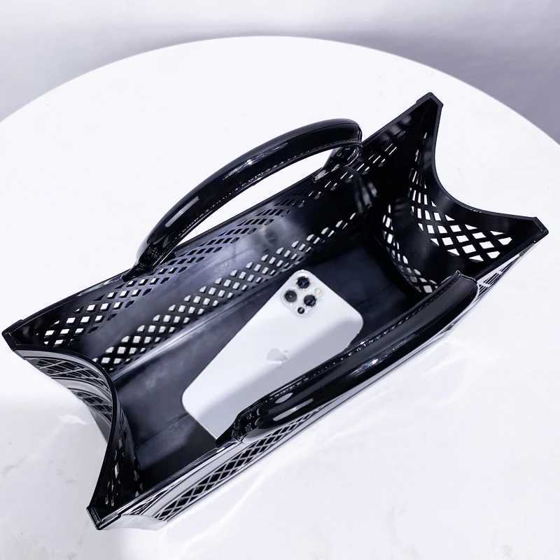 Fashion Jelly Buns Tote Bags For Women Luxury Designer Handbags Purses 2024 New In PVC Hollow Top Handle Large Capacity ShoulderC250412