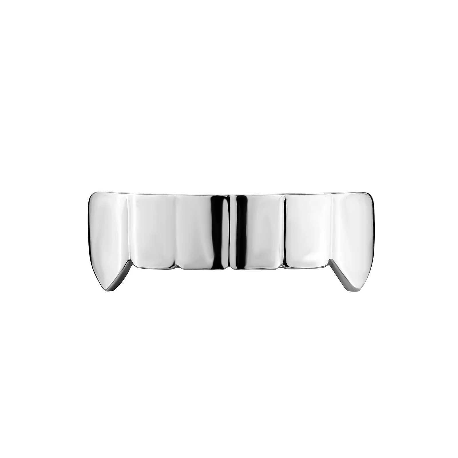 Jinao Hip Hop Smooth Surface Tooth Grill Set Yes Tooth Grill Punk Rap Singer Luxury Fashion Jewelry Halloween FLame Cosplay W250412