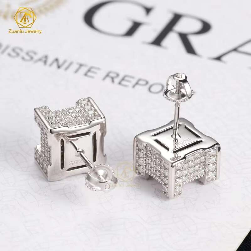 RTS Jewelry Stud Earring Shine D Color VVS Moissanite Diamond925 Sterling Silver Luxury Vvs Moissanite Stud Earring