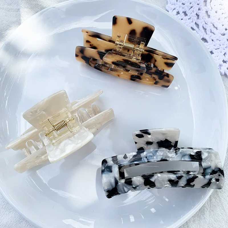Retro Crab Hairpin Womens 8cm Large Hair Claw Marble Square Hollow Acetate Hairpin Womens Hairpin Y2504012