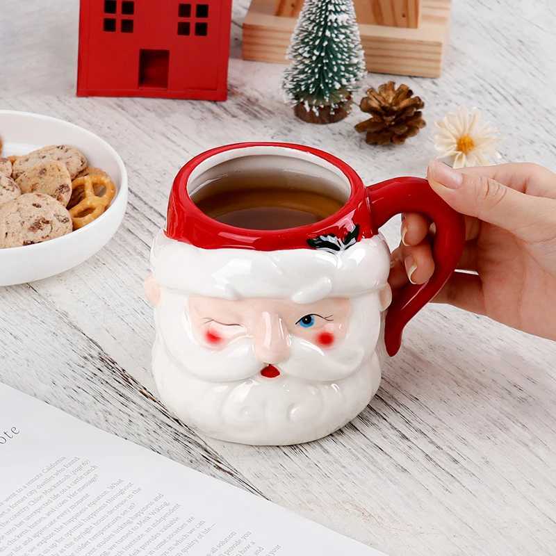 Christmas Christmas 3D Santa Ceramic Mug 530ml Festive Coffee Tea Cup Xmas Gift for Home Office Holiday Decor Y251112