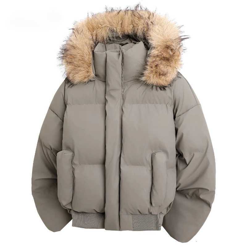 Fashion Man Parka Jacket Winter Fashion Fur Collar Warm Jacket Women Solid Color Casual Hooded Parka Coats Outwear American Couple 2025 Y251112