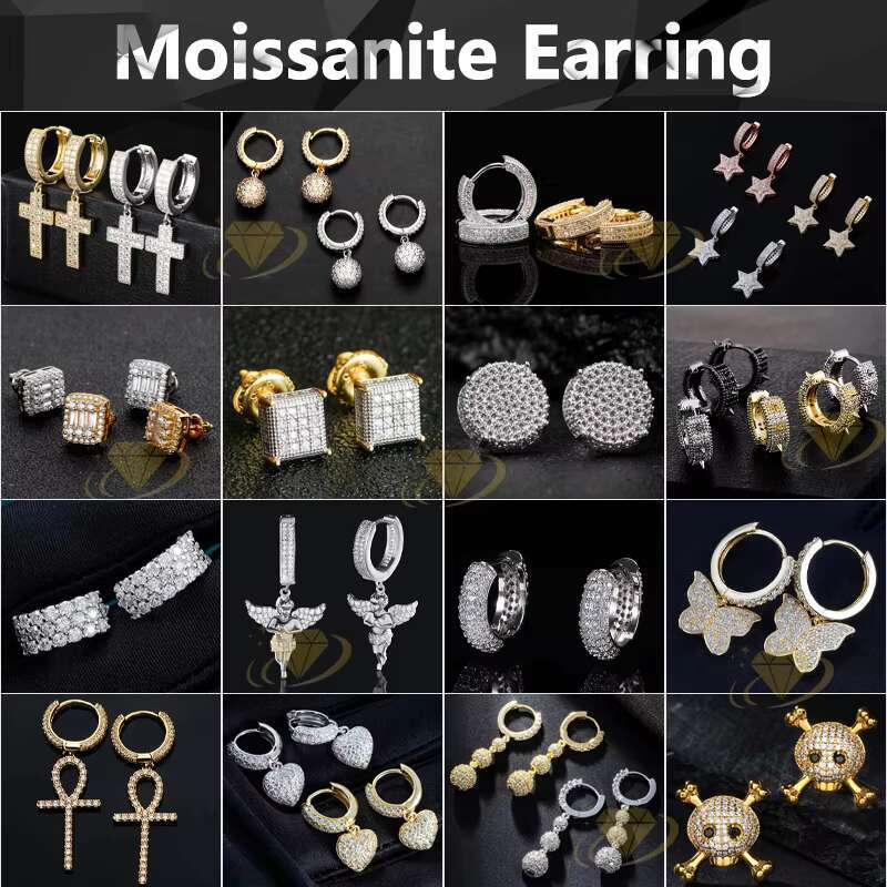 Hot Selling Fine Jewelry Earrings Pass Diamond Tester 925 Silver Flower Cluster Earrings Iced Out Vvs Moissanite Stud Earrings