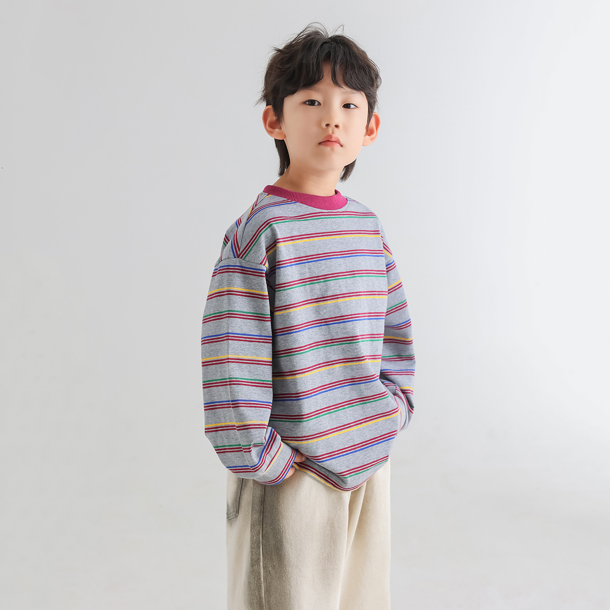 Ddmyshoesvip Boys Edition Korean Clothing New Striped Hoodie Spring Children S Loose Sports Trendy Baby Top