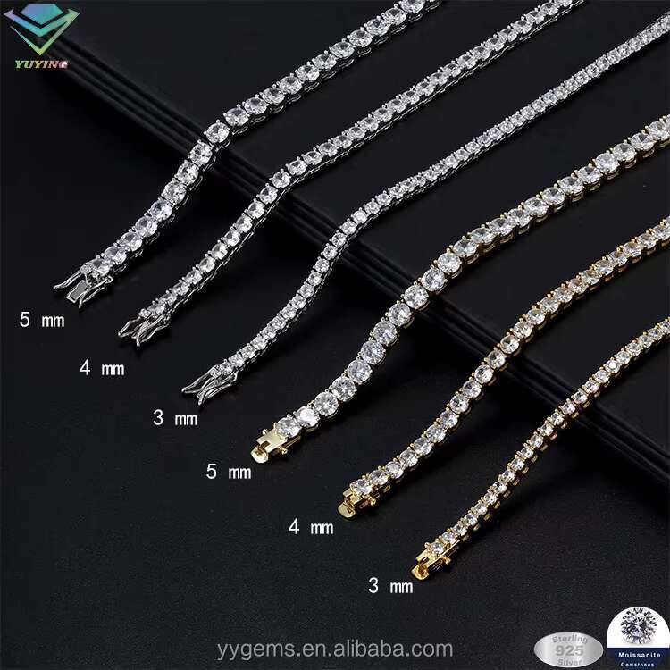 RTS Yy VVS Moissanite Tennis Chain Hip Hop GRA D Moissanite Chain Necklaces Fine Jewelry Bracelets Silver Chain for Men Women