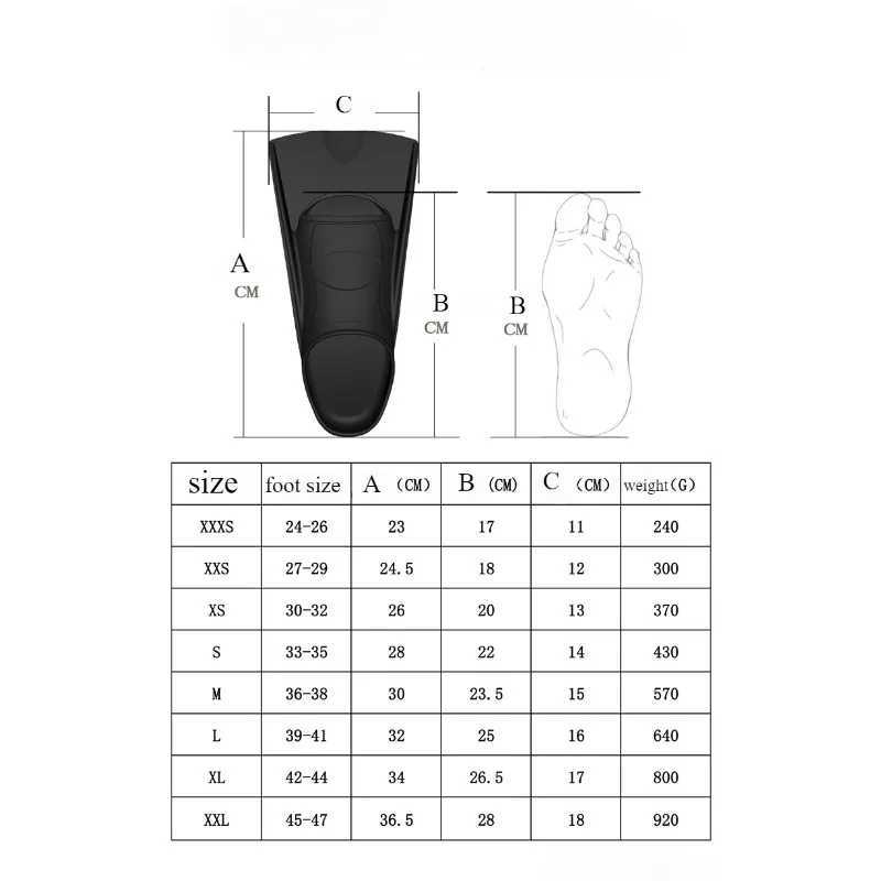 Childrens swimming fins adult unisex freestyle silicone short fins used for swimming diving training frog kicking and propulsionY250412