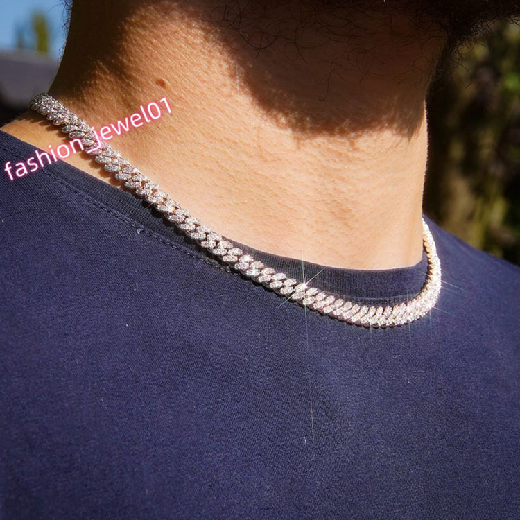 6mm Wide Necklace 18K Gold Plated S925 Sterling Silver VVS Moissanite Cuban Link Chain with GRA Certificate