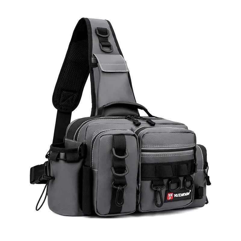 Waterproof Fishing Tackle Backpack Lure Box Gear Storage Bags Pack for Men Fly Fishing Waist Backpack with Rod Shoulder Bag Z250411