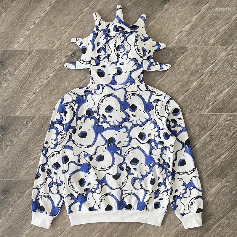 Men's Hoodies Glo Gang The Glory Hoodie Blue Cartoon Drink Print Full Zip Pullover Sweatshirt Y2k And Hip-hop Rock Youth Oversize Hooded For Men 