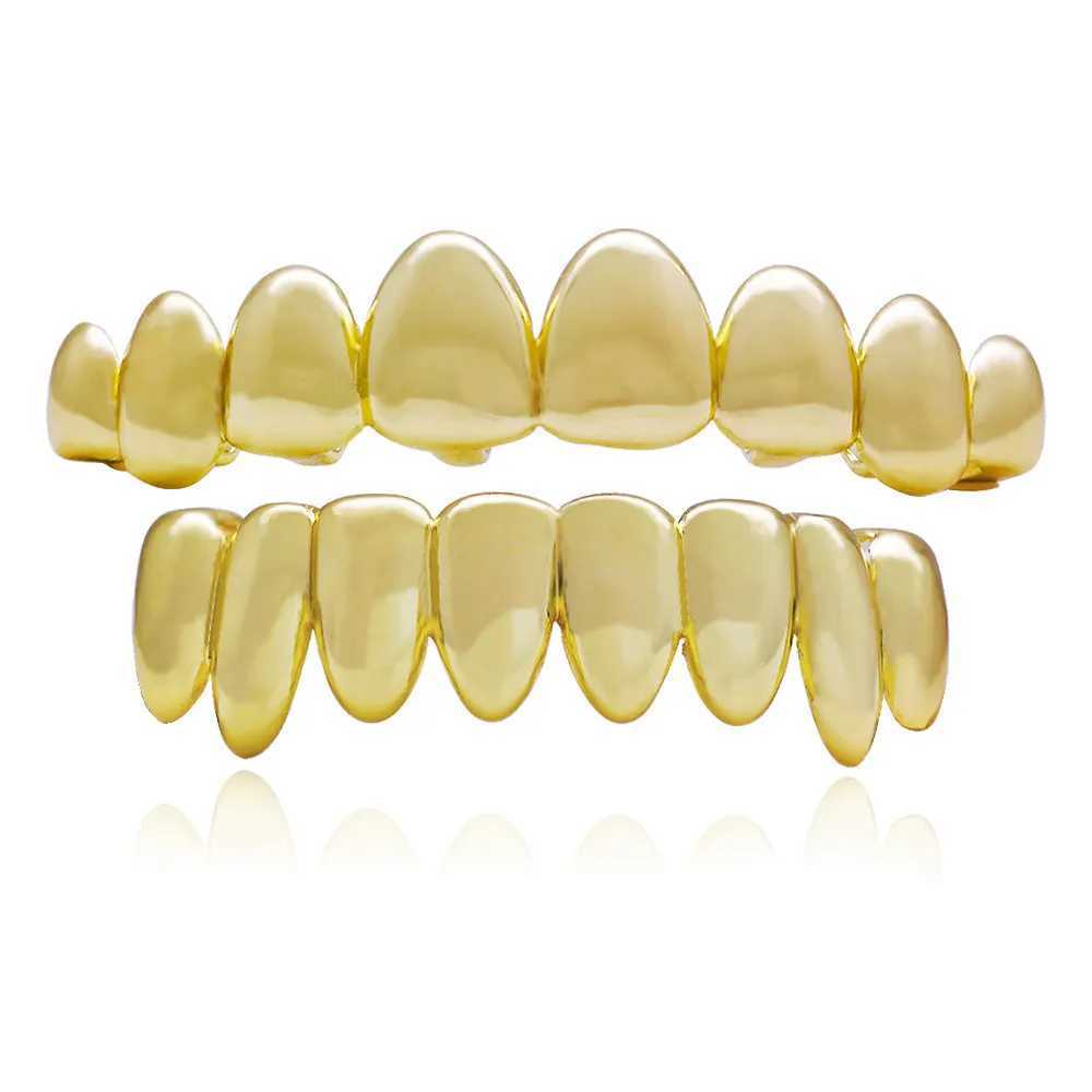 Golden Grillz set hip-hop 8/8 top and bottom Grills teeth mouth punk teeth hat cosplay party teeth rapper Halloween TG082 W250412