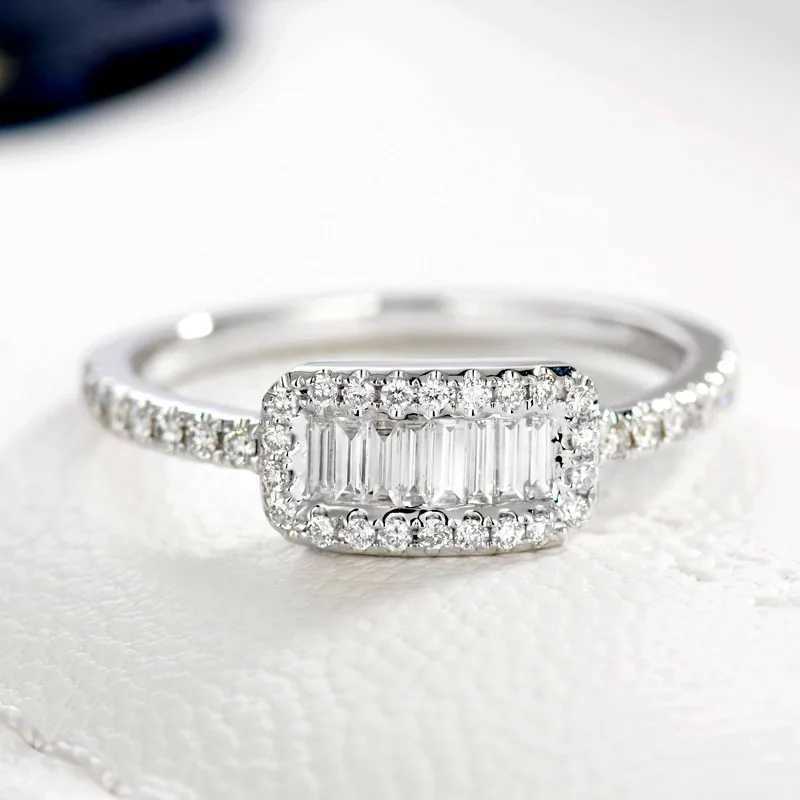 925 genuine sterling silver engagement ring suitable for womens rectangular shape she Prong set transparent cubic zirconia jewelry giftXJ250412