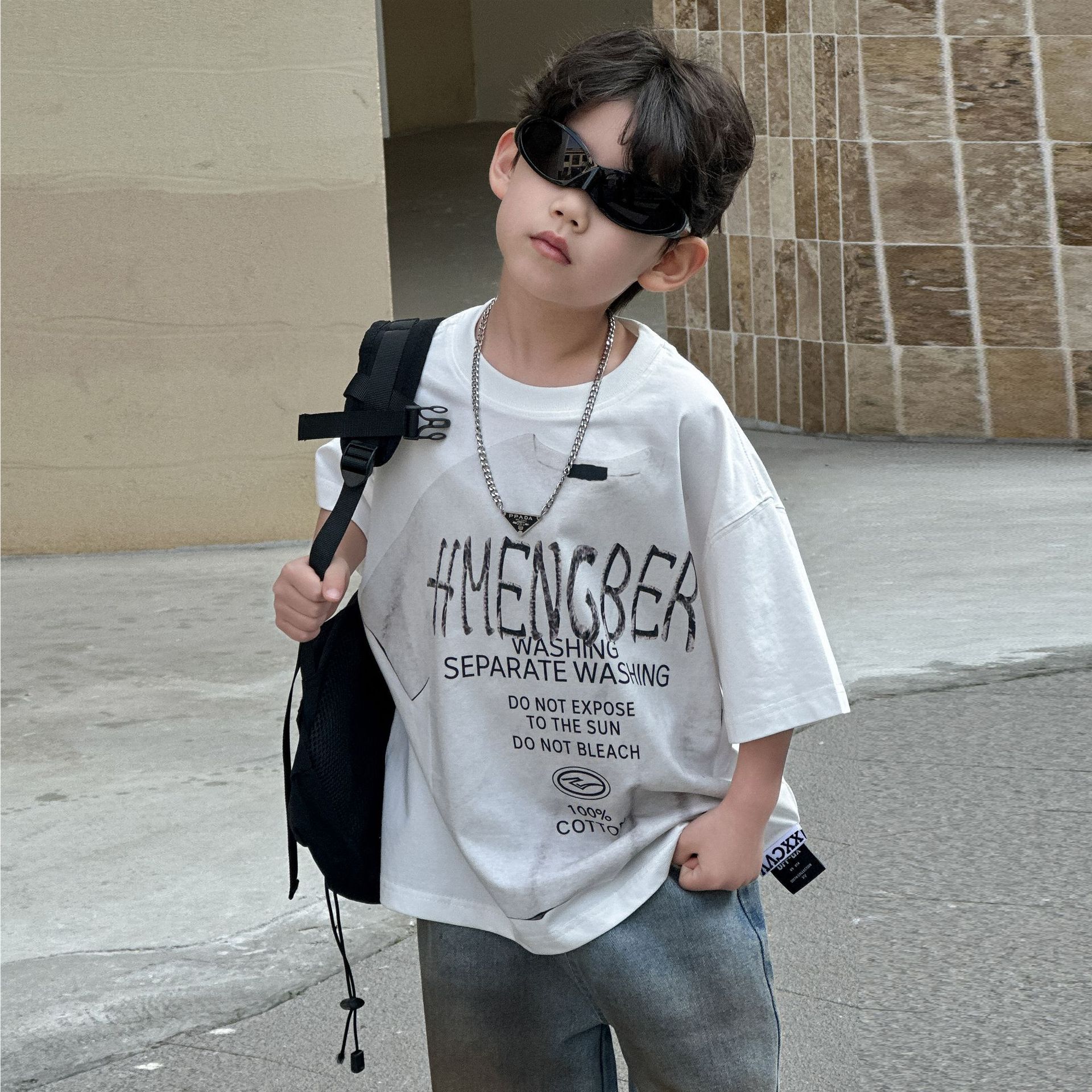 Ddmyshoesvip Boys Korean T Shirt New Style Children S Loose Short Sleeve Top Round Neck Summer Fashion For Small And Medium Sized Children