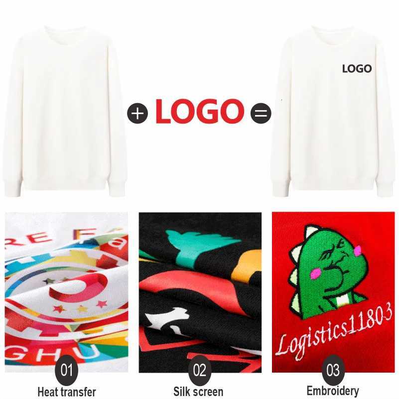 POD customization Men Women Casual Crew Neck Sweatshirt Custom Company Team Cotton Sweatshirt Embroidery Design Solid Color Pullover PrintingT251112