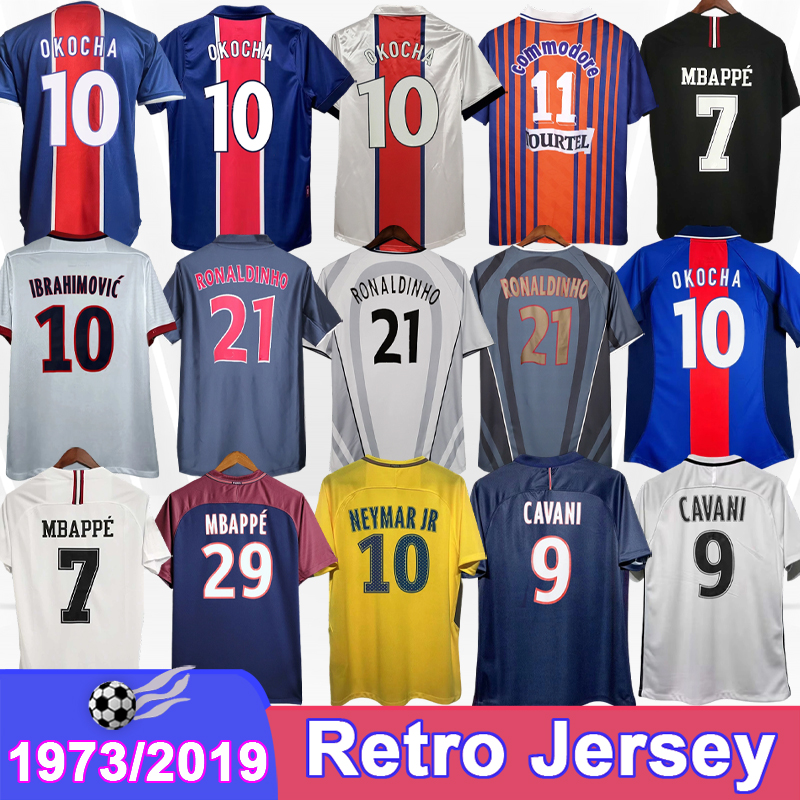 1990 2019 NEYMAR Mens Retro soccer Jerseys MBAPPE OKOCHA RONALDINHO CAVANI DANI ALVES DRAXLER Home Away 3rd Vintage Football Shirts