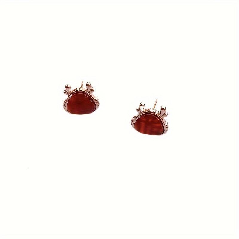 Fashion agate stud women, New Year zodiac lucky dragon rose gold earrings jewelry, handmade exquisite birthstone infinity rings for tail casual shoppi
