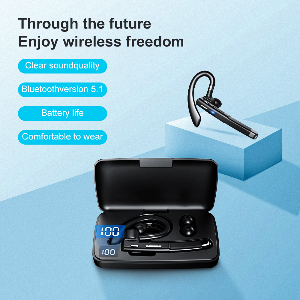 Hanging wireless Bluetooth earphones with digital display, popular business model YYK520, in car dual label intelligent noise reduction
