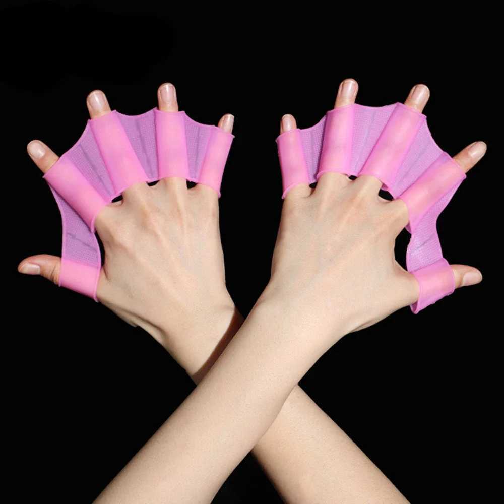 Silicone swimming fin flip cover mens childrens swimming pool sports professional training finger hand net gloves paddle equipmentY250412
