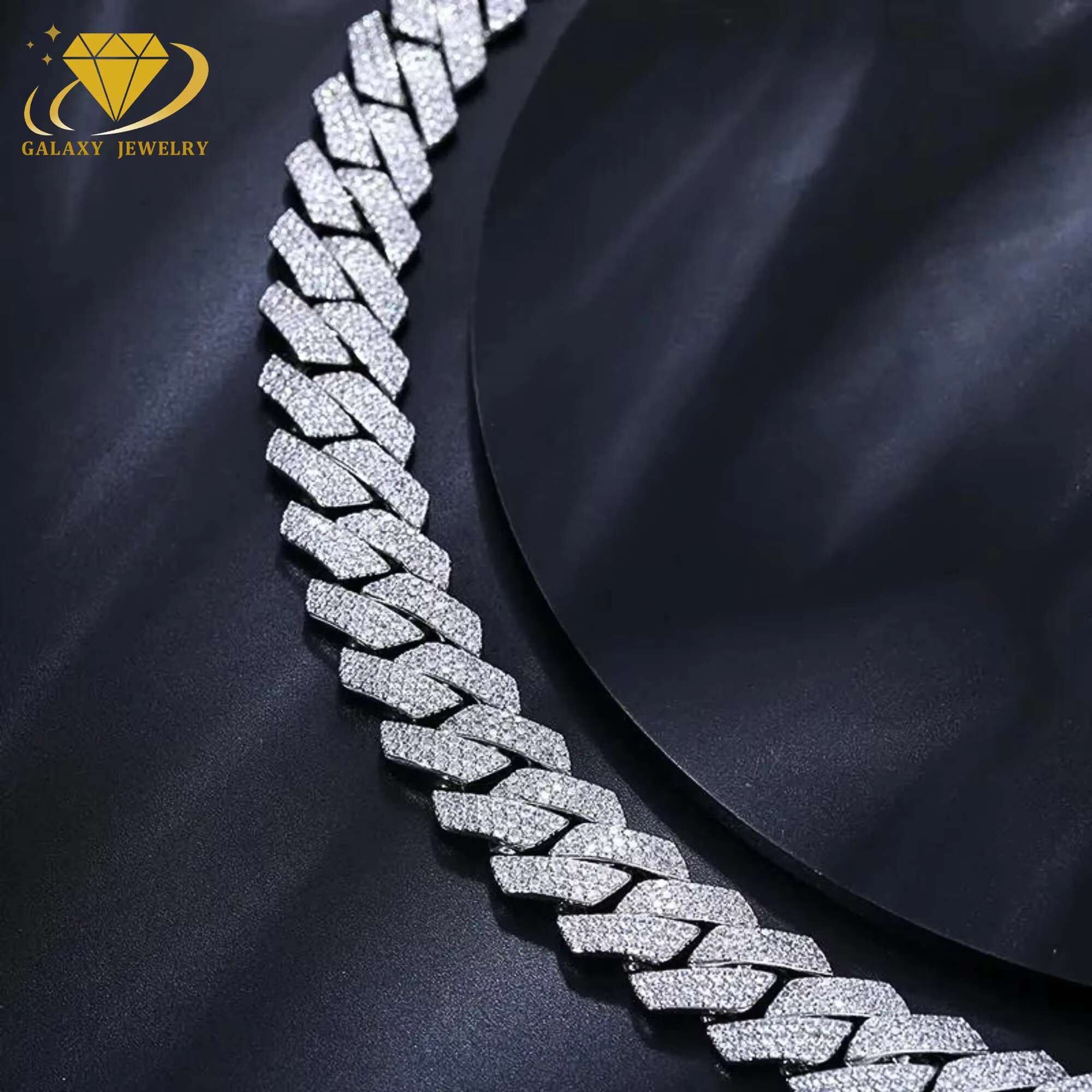 Fine Jewelry 925 Silver Cuban Link Chain Moissanite Iced Out Chain Necklace Miami Cuban Link Hip Hop Cuban Link Chain for Men