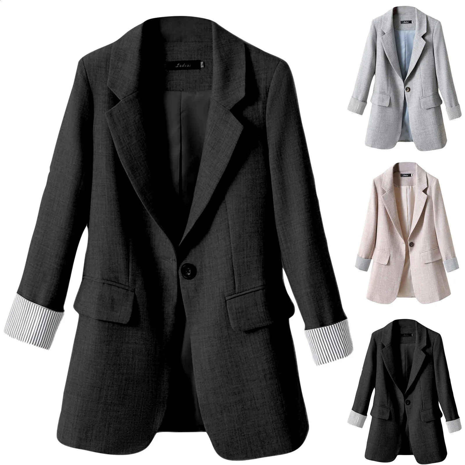 Office Lady Blazer Autumn Casual Plus Size Collar Oversized Womens Jacket Single Button 250407