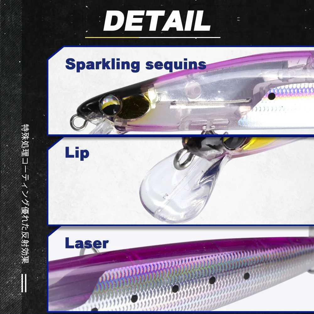D1 Floating Minnow Fishing Lure 120mm20g/145mm27g Flash Flake Wobbler Silent Assassin Hard Bait Z250411