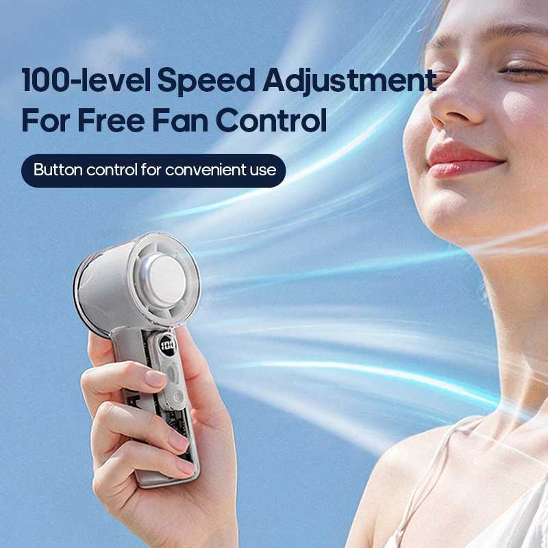 Portable cooling handheld fan with 100 speed adjustable mini outdoor turbo fan 3000mAh air circulation cooler equipped with LED display screen X250412