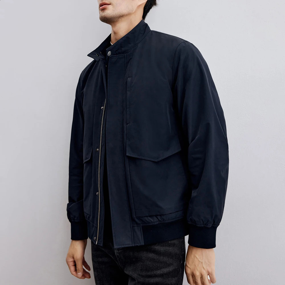 Mens jacket with flap pockets and ribbed bottom swing autumn business and leisure elite Communicating Versatile Outfit mens clothing 250411