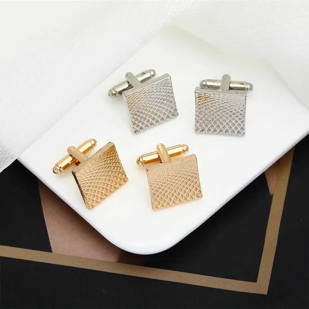 2 pieces/set of square mens cufflinks simple geometric stripes metal cufflinks mens shirts tie clips party jewelry sets giftsT250412
