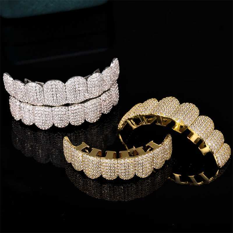 D Z Sparkling Cubic Zirconia Grilz Set Suitable for Neutral Style Upper and Lower Removable Dental Gold Silver Fashion Jewelry W250412