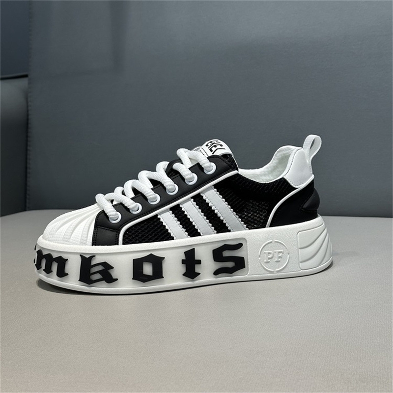 2025 spring burst fashion casual shoes increase high and low help breathable soft sole thin fashion shell head men's shoes white black red