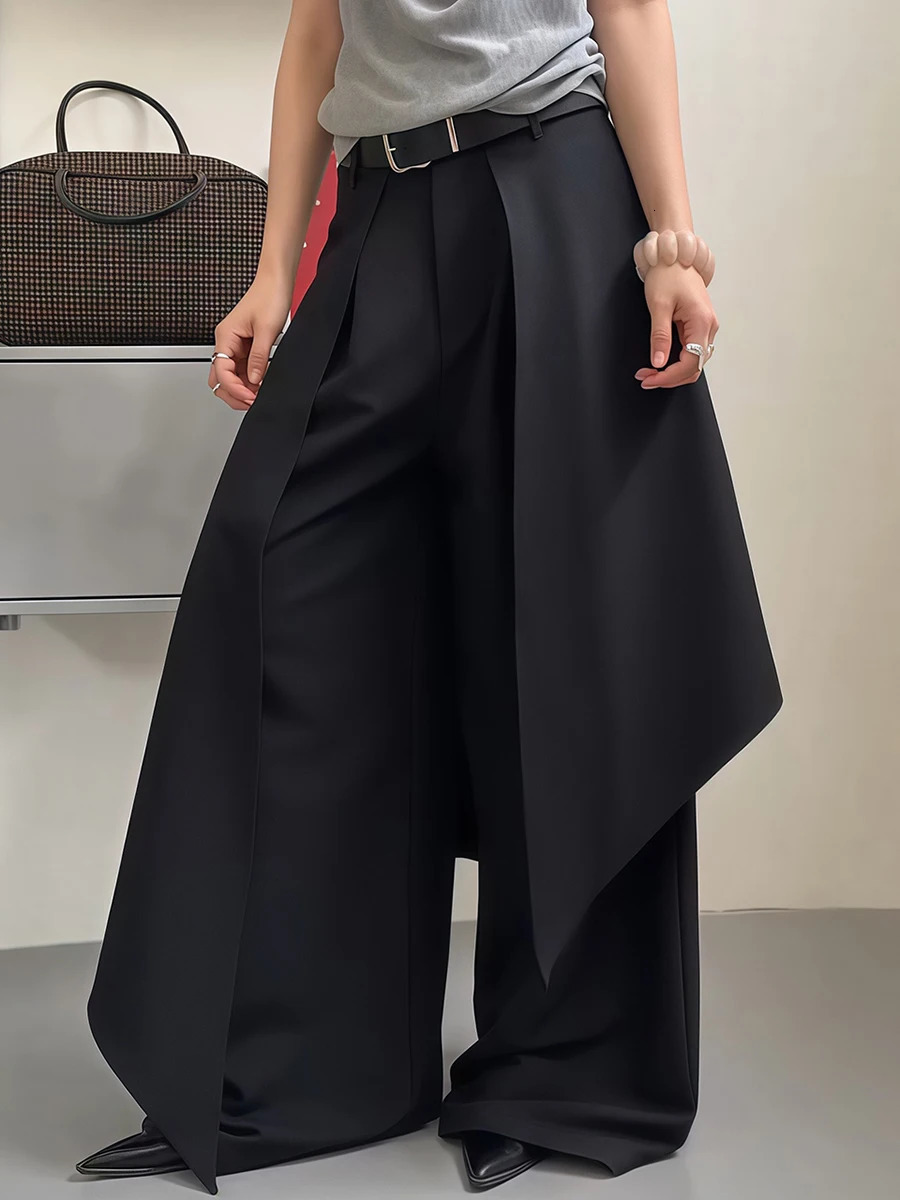 RORORIRI Women Pants Work Trousers Black Wide Leg Suit Long Casual Office Trouser High Waist Irregular Pantalones Mujer Z260314