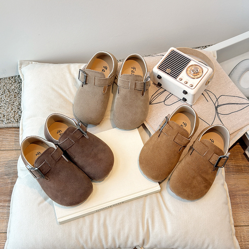 Toddler Kids Casual Shoes Brown Gray Buckle Soft Children Flat Shoes Kidszworld Unisex Autumn Spring Leisure Flexiable Little Baby Shoes Size 21 - 30 