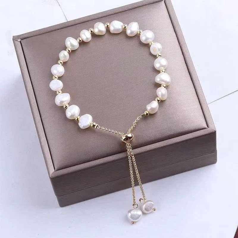 Elegant Baroque Pearl Beaded Bracelet for Woman Luxury Adjustable Bracelet Fashion Girls Sweet Jewelry Birthday Party GiftC250411