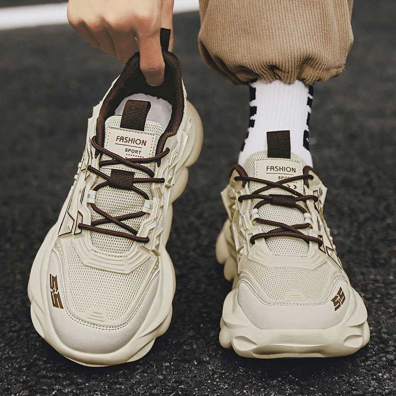 2024 Thick Sole Mecha Running Shoes Men Outdoor Jogging Sports Shoes Mesh Breathable Platform Walking Shoes Trend Sneakers Men Z250411