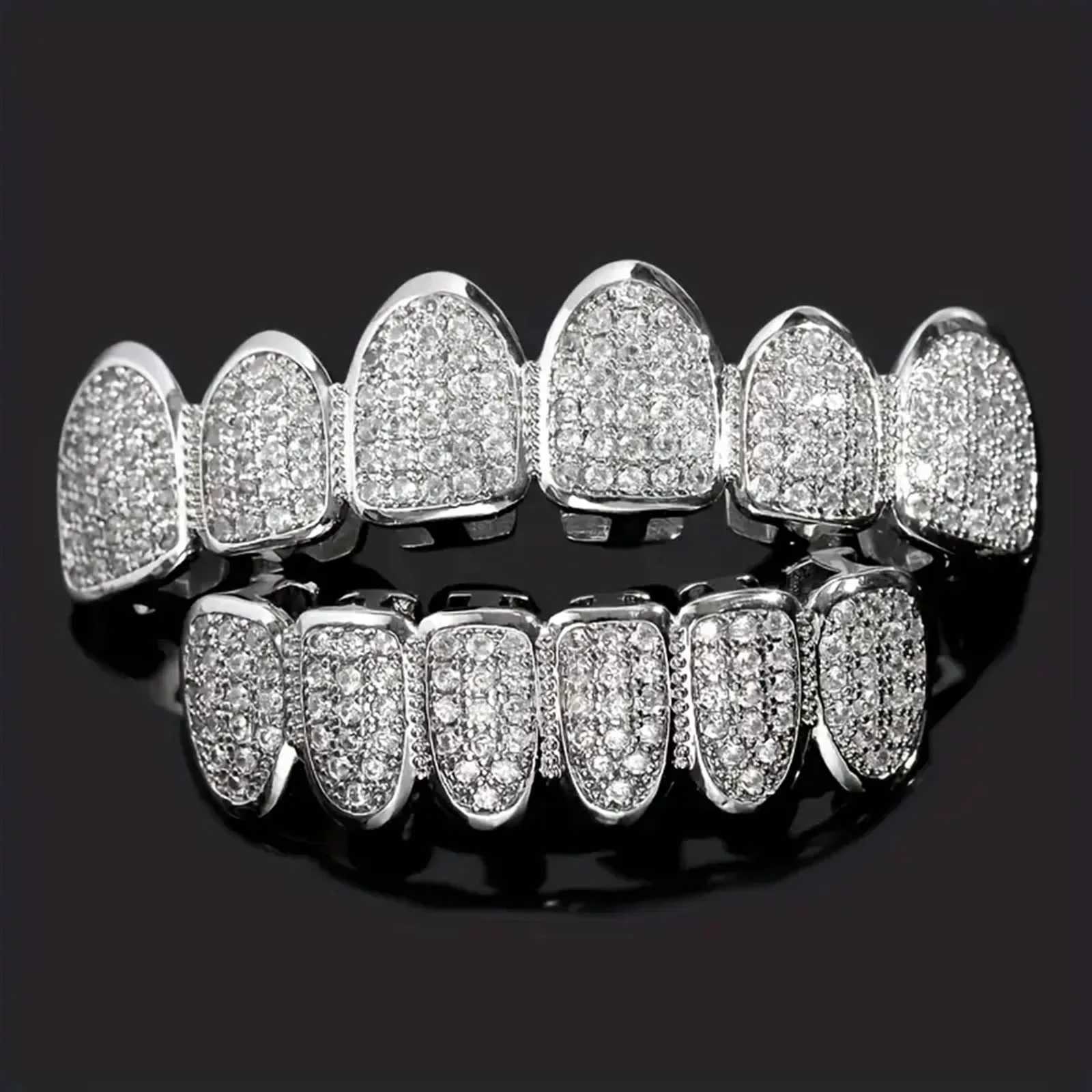CZ Tooth Scrub Set suitable for unisex top bottom mouth gold silver tooth scrub tooth cover detachable dental fashion jewelry W250412