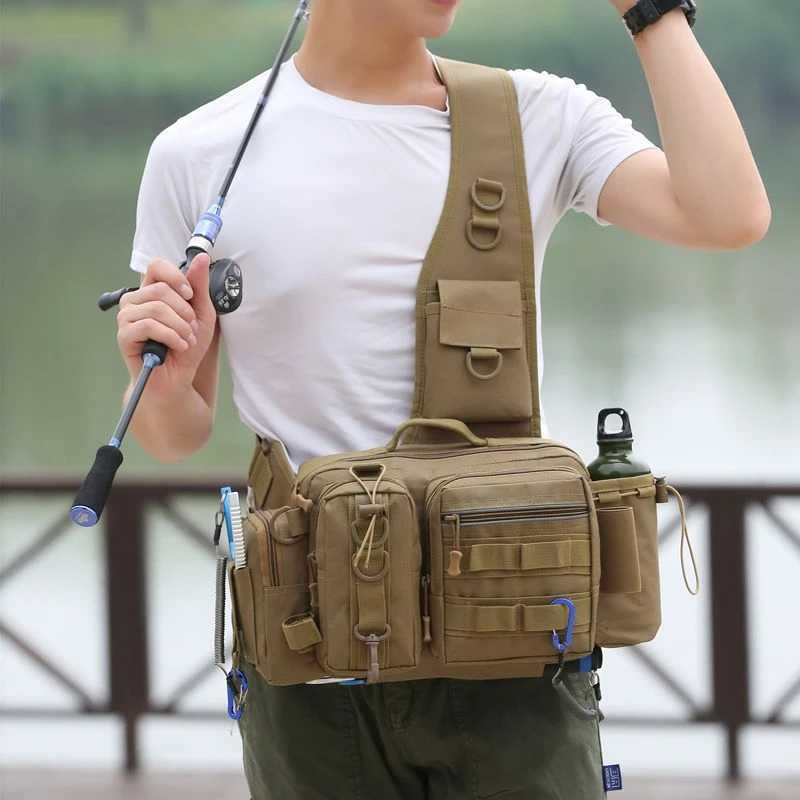 Fishing Tackle Bag Fly Fishing Backpack Chest Sling Portable Shoulder Fanny Waist Pack for Men Fishing Rod Lure Box Camping Bag Z250411