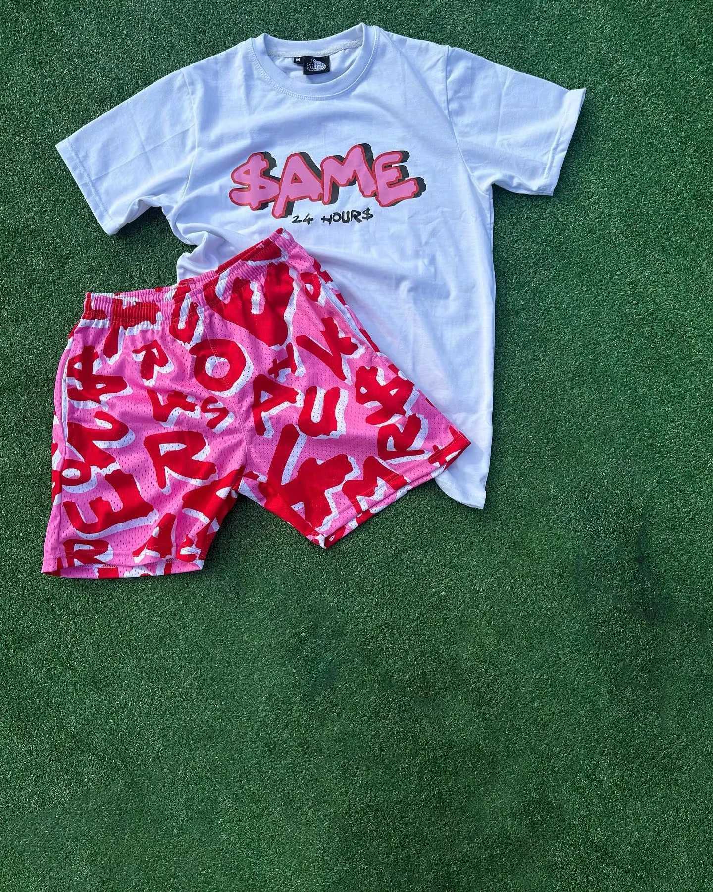 2025 Mens Summer Set Sports Shirt 2-piece Set Short Sleeve Round Neck Custom Printed T-shirt Mens Short Sleeve Set LightweightXJ250412