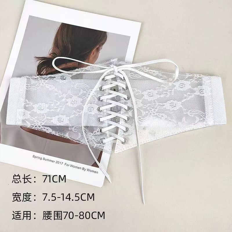 Fashion Wide Lace Cover Women's Versatile Dress Top Decorative Silk Waist Belt